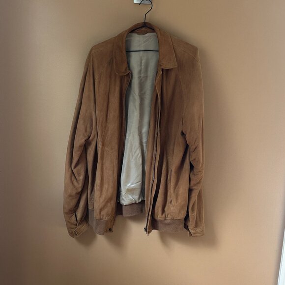 VTG oversized slouchy longline mens size 46 leather/soft suede jacket - Picture 1 of 9